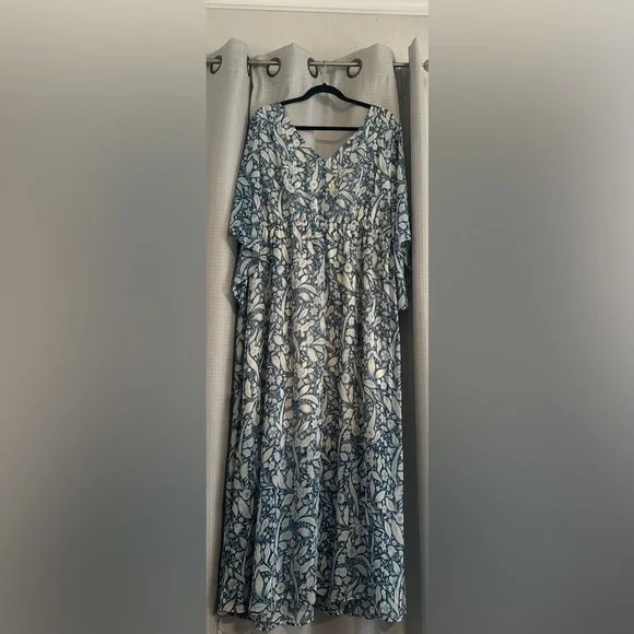 NWOT Women’s Lane Bryant Floral Flutter Sleeve Goddess Maxi Blue Dress 18/20. - Picture 6 of 6